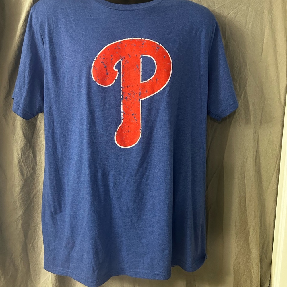 District Royal Blue Tee with Bold Red Phillies Letter